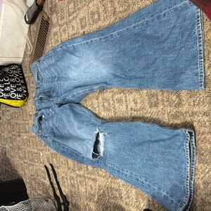 Blue Denim Flared Jeans